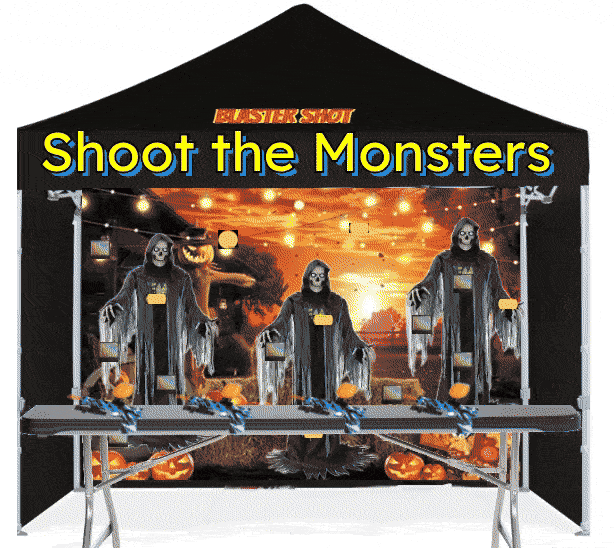 Tent Shooting Gallery by Blaster Shot w/ Halloween Backdrop